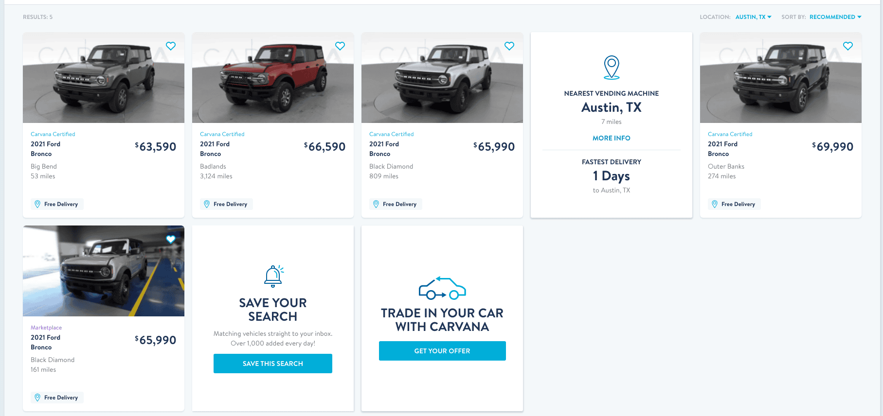 Carvana has some overpriced rigs for sale. Bronco Nation