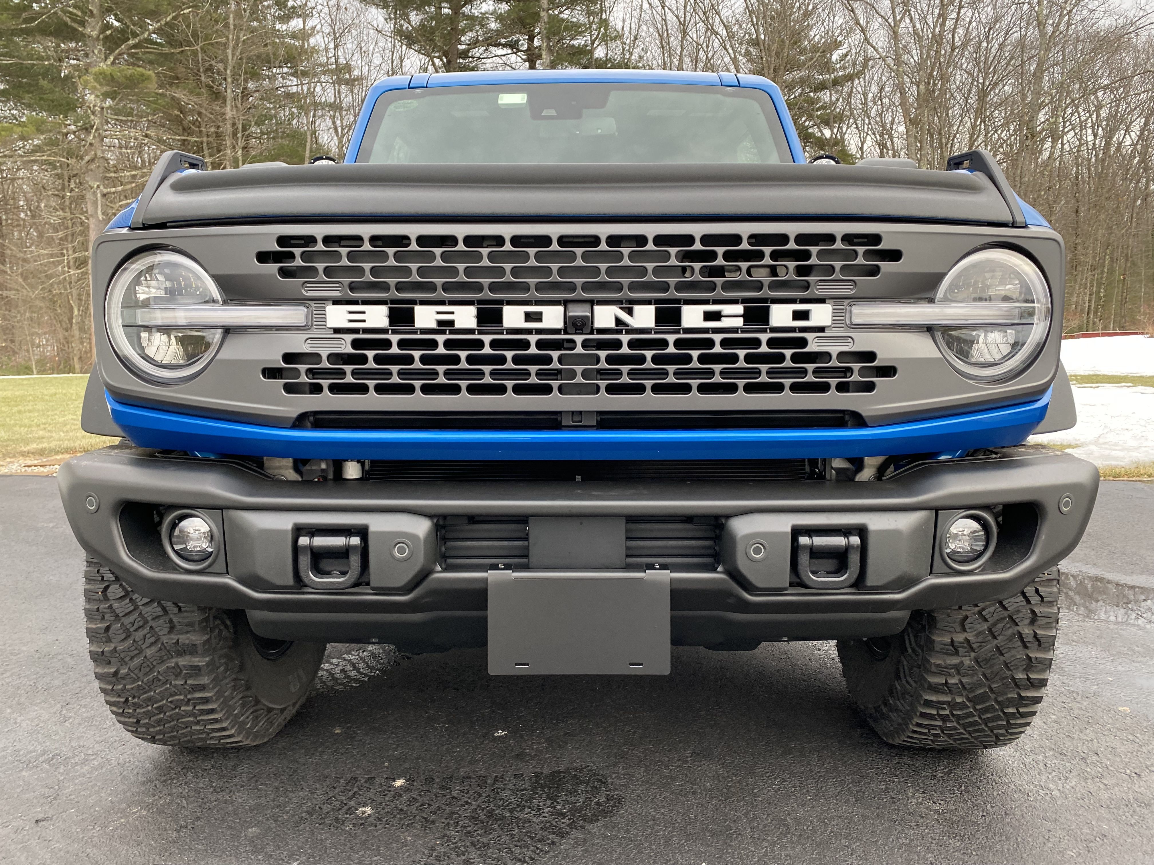 Capable bumper license plate relocation Bronco Nation