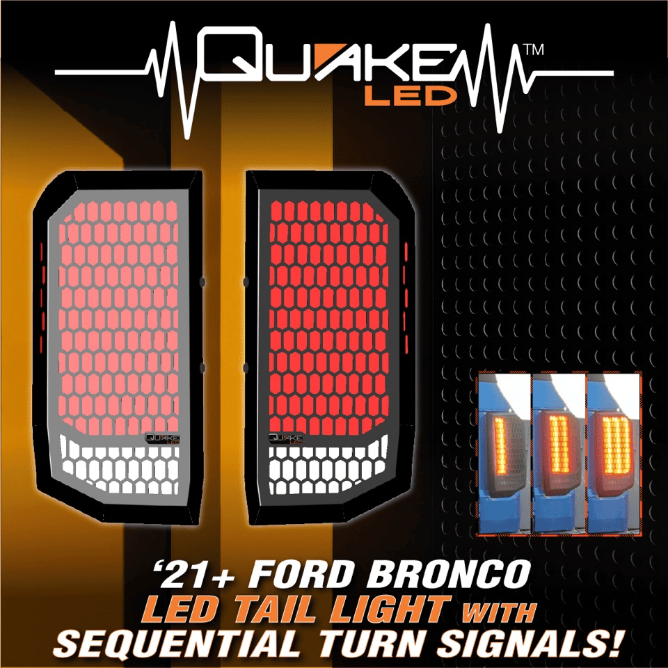 Quake introduces new sequential LED metal housing taillights - Bronco ...