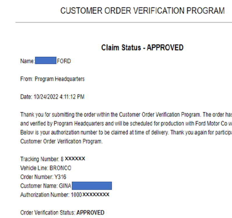 How to Accelerate and Confirm Ford COVP Approval - Bronco Nation