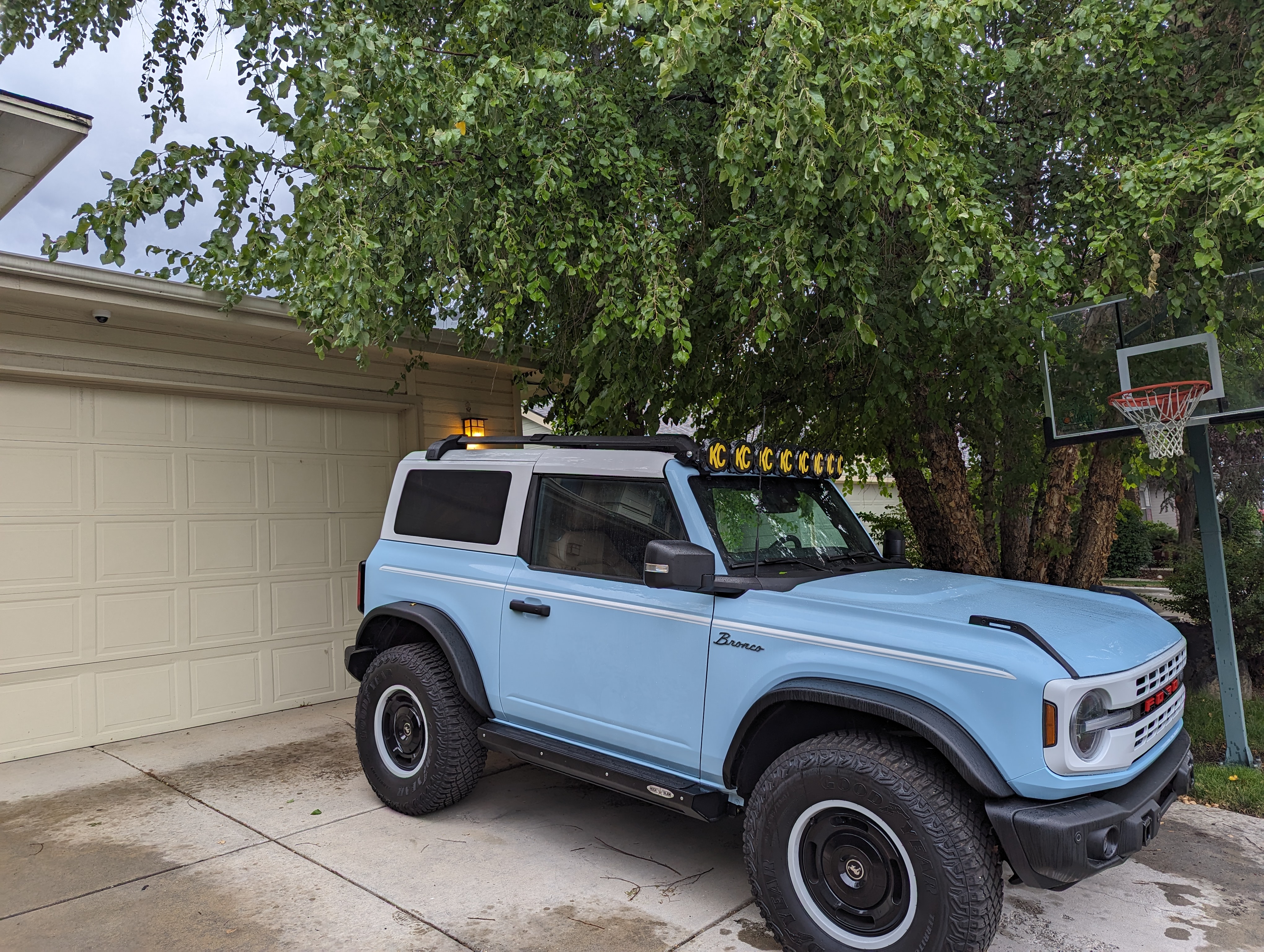 Factory roof rack with KC light bar Bronco Nation